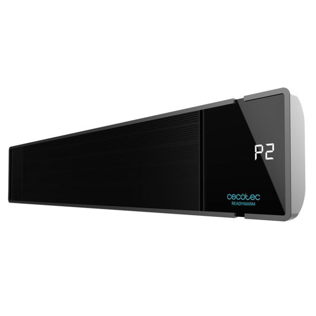 Cecotec Ready Warm 8700 Power Steel Calefactor De Radiación Infrarroja De Pared Para Exteriores De 2400 W. IP65. Sistema Calentamiento Stainless Steel. Panel De Cristal. Pantalla LED. Temporizador 24h. Mando A Distancia. Potenc