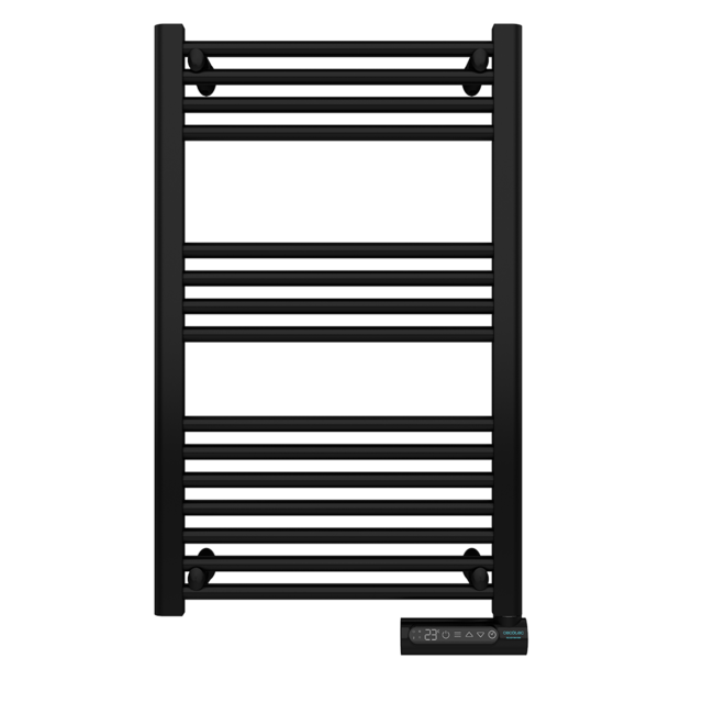 Cecotec Ready Warm 9100 Smart Towel Black De Fluido Con 500 Pantalla LED Control Táctil Programador Semanal 3 Modos Temperatura Seleccionable Y Máxima Seguridad Con IP24. Toallero Eléctrico De Fluido Con 500 W Pantalla LED Y