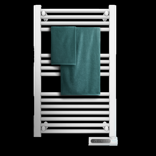 Cecotec Ready Warm 9100 Smart Towel White De Fluido Con 500 Pantalla LED Control Táctil Programador Semanal 3 Modos Temperatura Seleccionable Y Máxima Seguridad Con IP24. Toallero Eléctrico De Fluido Con 500 W Pantalla LED Y
