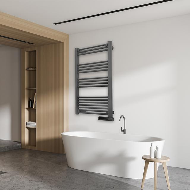 Cecotec Ready Warm 9200 Smart Towel Black De Fluido Con 750 W Pantalla LED Control Táctil Programador Semanal 3 Modos Temperatura Seleccionable Y Máxima Seguridad Con IP24. Toallero Eléctrico De Fluido Con 750 W Pantalla LED