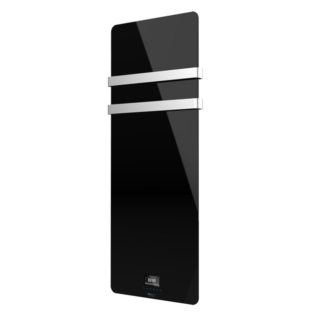 Cecotec Ready Warm 9880 Crystal Towel Radiador De Cristal. 850 W. Dos Colgadores De Acero Inoxidable Pantalla LED Y Temporizador Semanal. IP24. Kit De Montaje Incluido. Toallero Eléctrico  