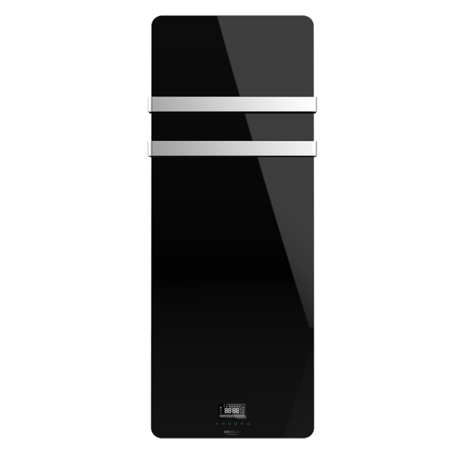 Cecotec Ready Warm 9880 Crystal Towel Radiador De Cristal. 850 W. Dos Colgadores De Acero Inoxidable Pantalla LED Y Temporizador Semanal. IP24. Kit De Montaje Incluido. Toallero Eléctrico  