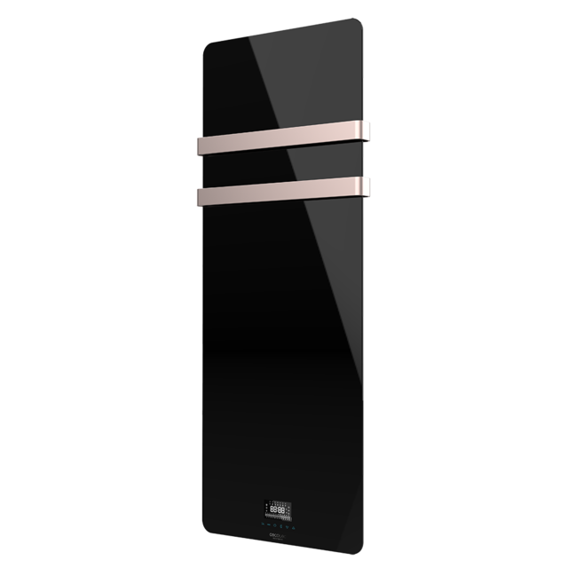 Cecotec Ready Warm 9890 Crystal Towel Radiador De Cristal. 850W. Dos Colgadores De Acero Inoxidable Pantalla LED Y Temporizador Semanal. IP24. Kit De Montaje Incluido. Toallero Eléctrico