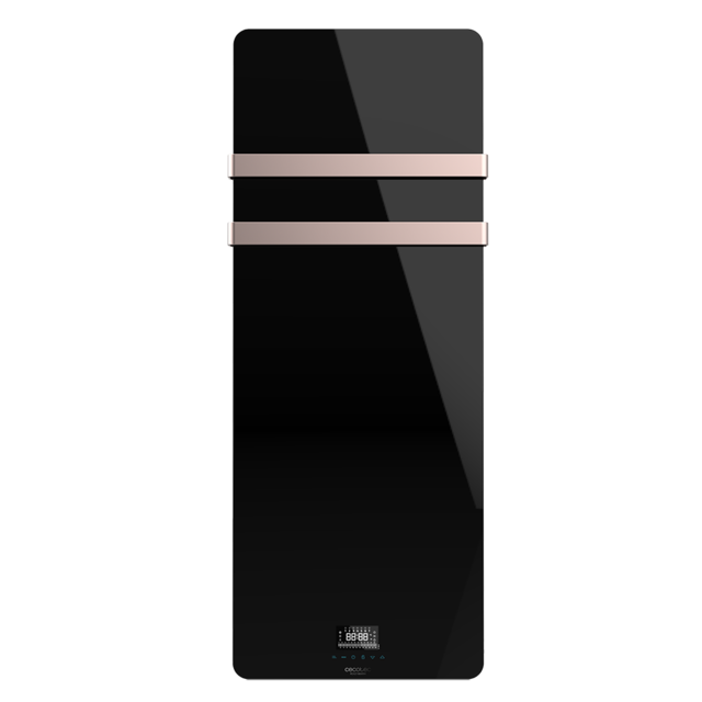 Cecotec Ready Warm 9890 Crystal Towel Radiador De Cristal. 850W. Dos Colgadores De Acero Inoxidable Pantalla LED Y Temporizador Semanal. IP24. Kit De Montaje Incluido. Toallero Eléctrico