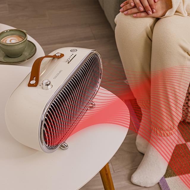 Cecotec ReadyWarm 1500 Ceramic Calefactor Cerámico De Sobremesa Con 1500 W Diseño Retro Termostato Regulable Y 2 Modos De Funcionamiento. Calefactor Cerámico De Sobremesa