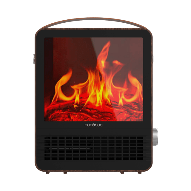 Cecotec ReadyWarm 1500 Ceramic Flames Calefactor Cerámico De Sobremesa Con 1500 W Luz Con Efecto Llamas Termostato Regulable Y 2 Modos De Funcionamiento. Calefactor Cerámico