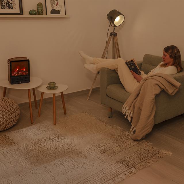 Cecotec ReadyWarm 1500 Ceramic Flames Calefactor Cerámico De Sobremesa Con 1500 W Luz Con Efecto Llamas Termostato Regulable Y 2 Modos De Funcionamiento. Calefactor Cerámico