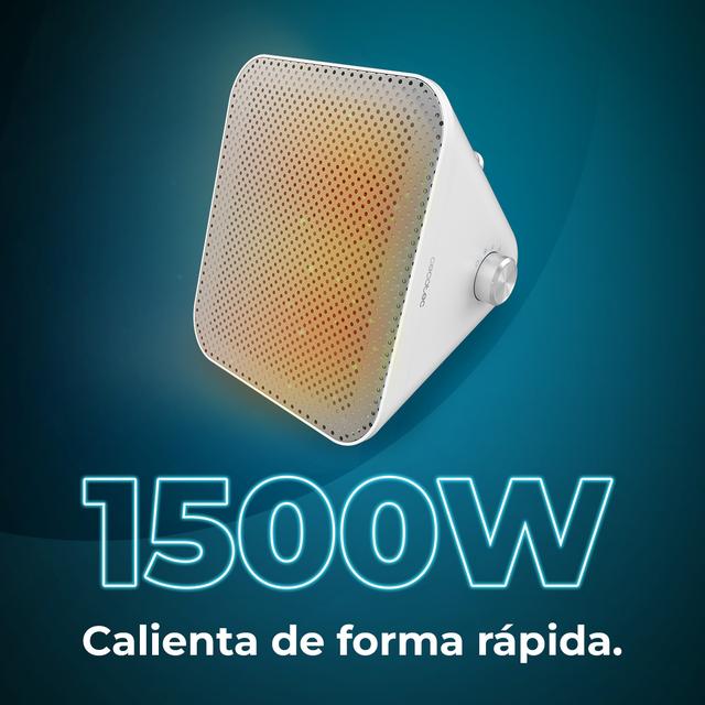 Cecotec ReadyWarm 1500 Max Ceramic Design White Calefactor Cerámico De Sobremesa Con 1500 W Termostato Regulable Y 3 Modos De Funcionamiento. Calefactor Cerámico De Sobremesa