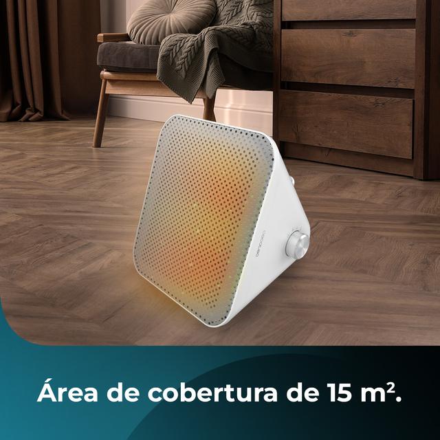 Cecotec ReadyWarm 1500 Max Ceramic Design White Calefactor Cerámico De Sobremesa Con 1500 W Termostato Regulable Y 3 Modos De Funcionamiento. Calefactor Cerámico De Sobremesa