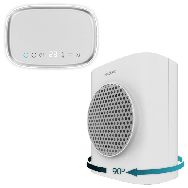 Cecotec ReadyWarm 1570 Max Ceramic Rotate Smart White Calefactor Cerámico De Sobremesa Con 1500 W Oscilación Pantalla Digital Termostato Regulable Y 3 Modos De Funcionamiento. Calefactor Cerámico De Sobremesa 1500 W