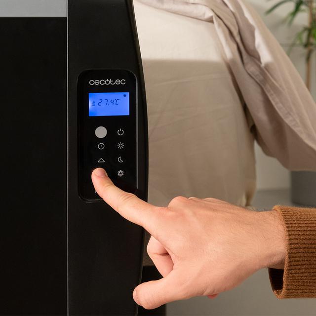Cecotec ReadyWarm 2500 Thermal Black Emisor Térmico Con 12 Elementos Y 1800 W Pantalla LCD Mando A Distancia Temporizador Programable Selección De Temperatura Cobertura De 25 M² Y Máxima Seguridad. Emisor Térmico