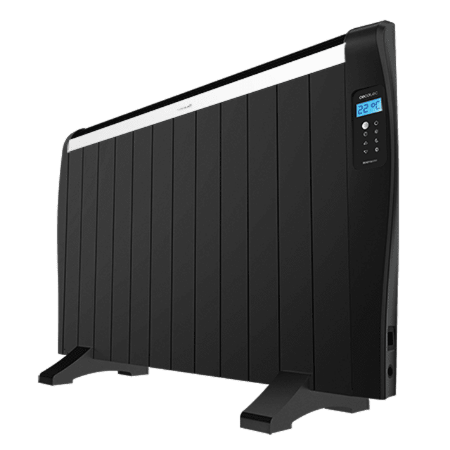 Cecotec ReadyWarm 2500 Thermal Black Emisor térmico con 12 elementos y 1800 W pantalla LCD mando a distancia temporizador programable selección de temperatura cobertura de 25 m² y máxima seguridad. Emisor térmico