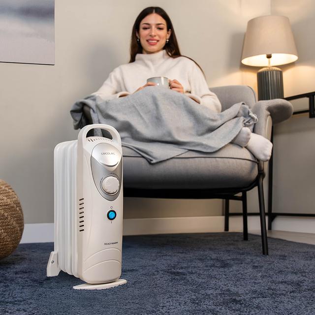 Cecotec ReadyWarm 500 Space White Radiador Eléctrico De Aceite Con 5 Módulos Bajo Consumo 500 W Sistema De Seguridad 10 M2 Radiador Eléctrico De Aceite 