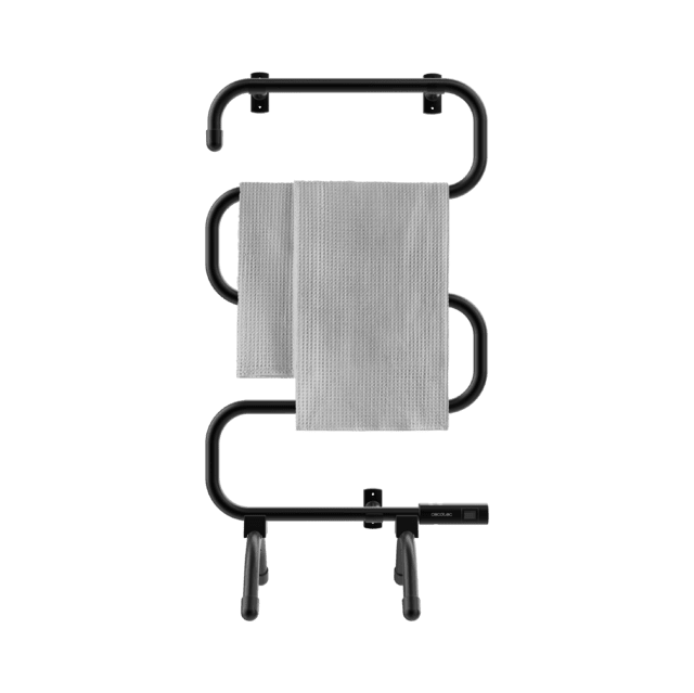 Cecotec ReadyWarm 5000 Towel Black Radiador Toallero Eléctrico Bajo Consumo ReadyWarm 5000 Towel Black 100 W Indicador de luz Sistemas de Seguridad Suelo y Pared Radiador Toallero Eléctrico