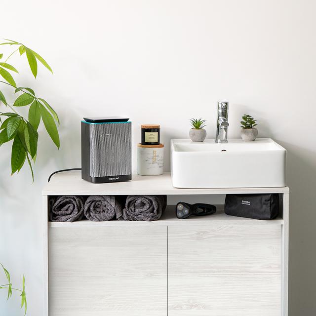 Cecotec ReadyWarm 6190 Ceramic Rotate Smart Calefactor Cerámico Con 1500 W Termostato Regulable Pantalla LED Mando A Distancia Control Táctil 3 Modos De Funcionamiento Temporizador 24 H Oscilación 90º Y Triple Sistema De Seg