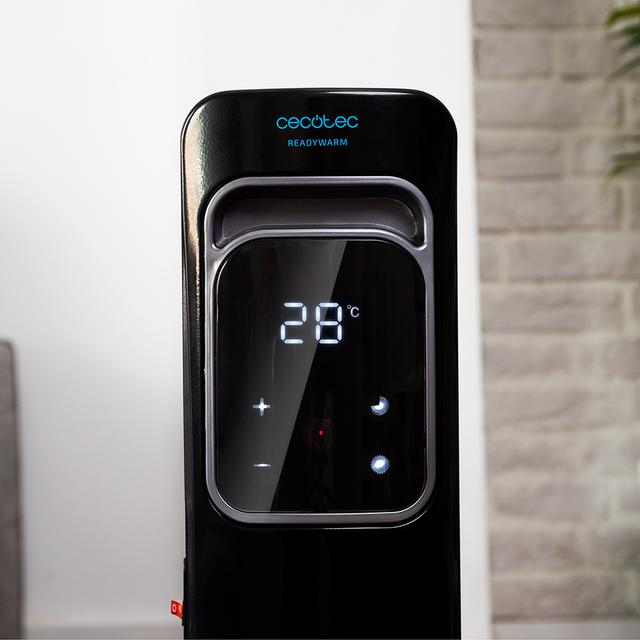 Cecotec ReadyWarm 7000 Touch Connected Black De 7 Elementos Con 1500 W Control Por Wi-Fi Pantalla Lcd Control Táctil 3 Modos Temporizador Máximo Confort Y Seguridad. Radiador De Aceite De 7 Elementos