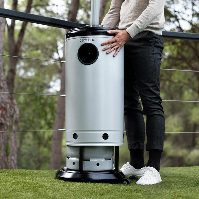 Cecotec ReadyWarm 8800 Outdoor Microclimate Calefactor Exterior A Gas Butano O Propano Con Forma De Seta Para Una Mejor Distribución Del Calor. Ruedas Para Su Desplazamiento Y Termostato Regulable. Diseño De Acero De Gran Dura