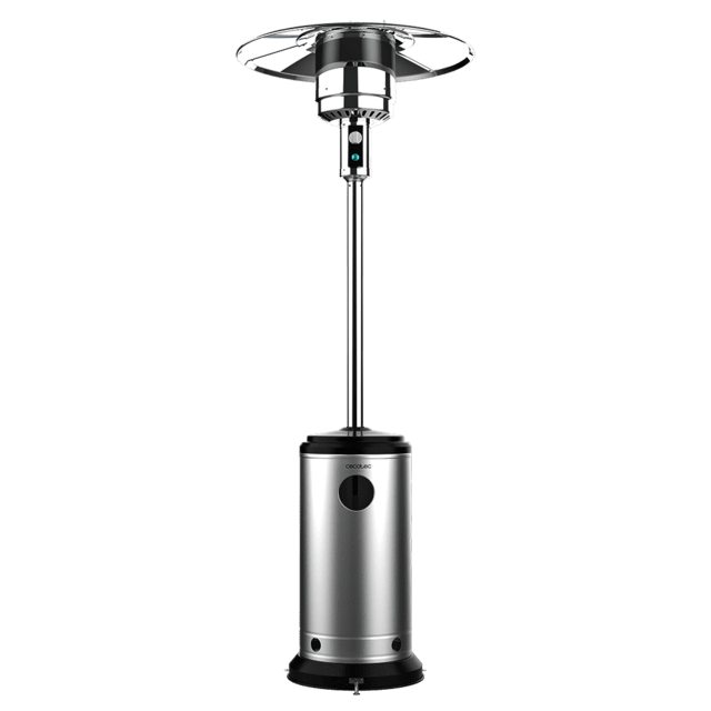 Cecotec ReadyWarm 8800 Outdoor Microclimate Calefactor exterior a gas butano o propano con forma de seta para una mejor distribución del calor. Ruedas para su desplazamiento y termostato regulable. Diseño de acero de gran dura