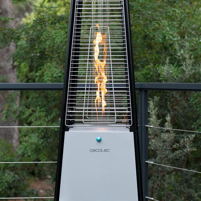 Cecotec ReadyWarm 8900 Outdoor Microclimate Calefactor Exterior A Gas Butano O Propano Con Forma De Pirámide. Ruedas Para Su Desplazamiento Y Termostato Regulable. Diseño De Acero De Gran Durabilidad. Calefactor Exterior