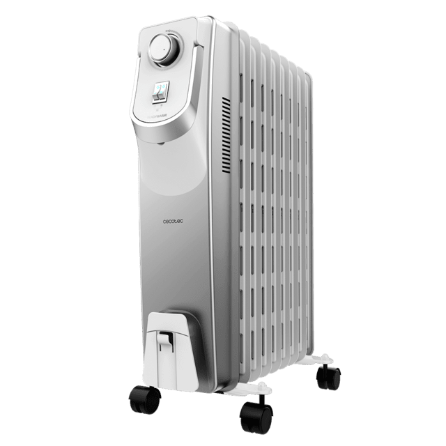 Cecotec ReadyWarm 9000 Space 360 Radiador de aceite de 9 módulos 2000 W y tecnología 360º con 3 niveles de potencia cobertura de 22 m² recogecables control sencillo asa ruedas y doble sistema de seguridad. Radiador