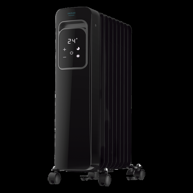 Cecotec ReadyWarm 9000 Touch Black De 9 Elementos Con 2000 W Pantalla Lcd Mando A Distancia 3 Modos Temporizador Máximo Confort Y Seguridad. Radiador de aceite de 9 elementos  