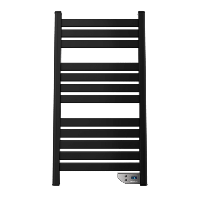 Cecotec ReadyWarm 9090 Twin Towel Black Toallero eléctrico con 500 W pantalla LED temporizador 2 h protección IP24 cobertura 8m² doble sistema de seguridad diseño elegante y con kit de instalación.Toallero eléctrico