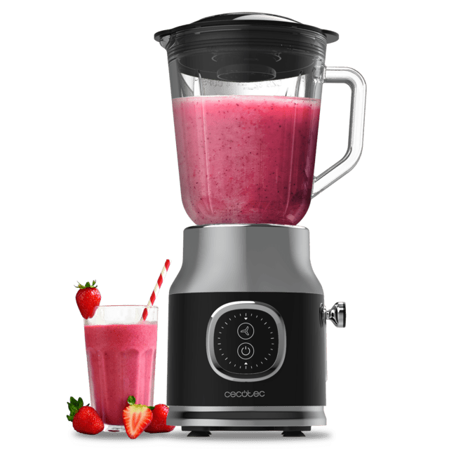 Cecotec RetroTwist Black Batidora de vaso retro con 800W de potencia máxima cuchilla de 4 hojas con recubrimiento de titanio negro y jarra con 1L de capacidad. Batidora de vaso 