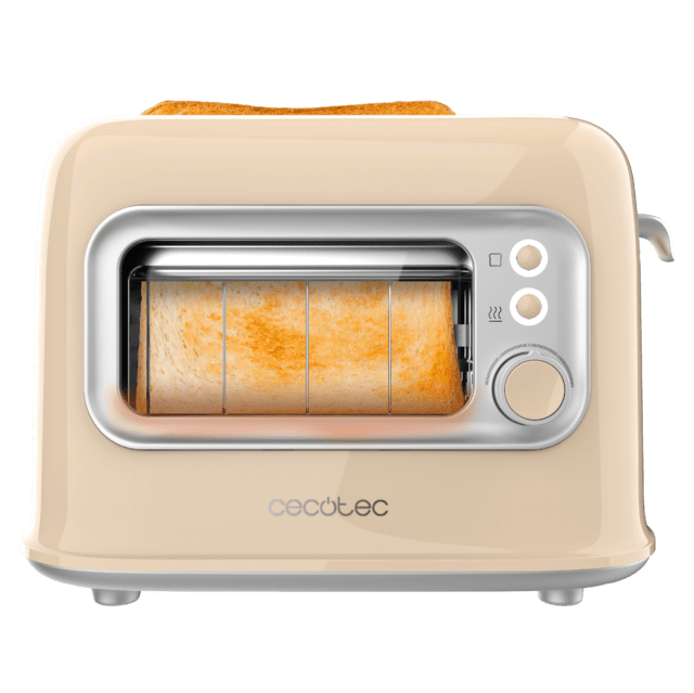 Cecotec RetroVision Beige Tostadora Con Ventana De Cristal Diseño Retro Y Cubierta Antipolvo. Tostadora