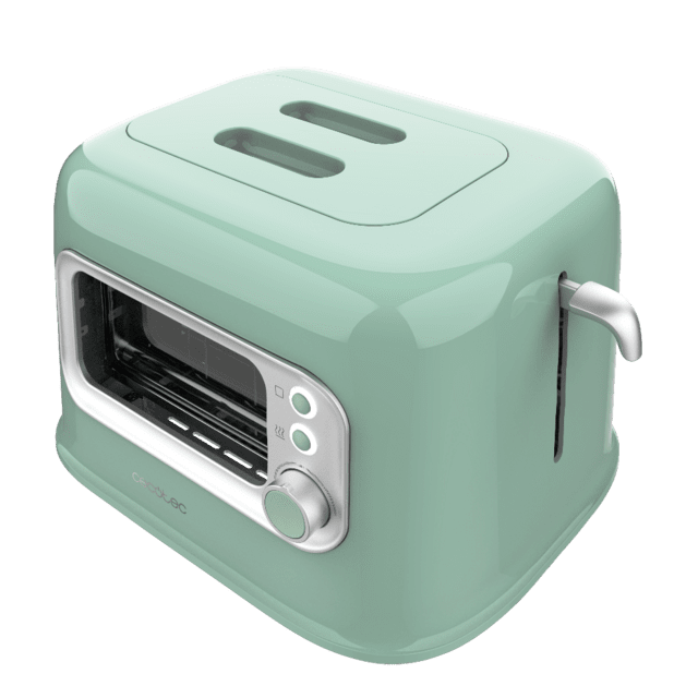 Cecotec RetroVision Green Tostadora Con Ventana De Cristal Diseño Retro Y Cubierta Antipolvo. Tostadora