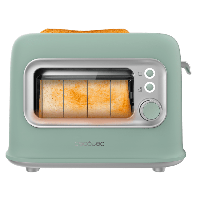 Cecotec RetroVision Green Tostadora Con Ventana De Cristal Diseño Retro Y Cubierta Antipolvo. Tostadora