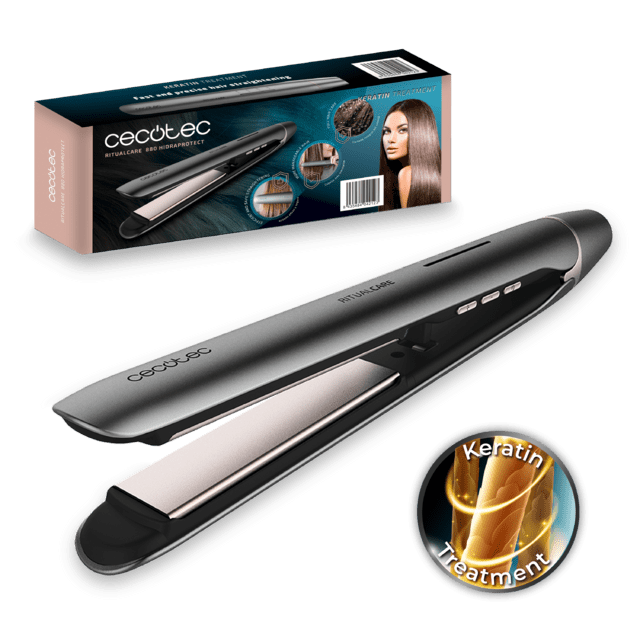 Cecotec RitualCare 885 HidraProtect Io Plancha de pelo de turmalina con revestimiento de queratina y aceite de Argán e ion real. Plancha de pelo