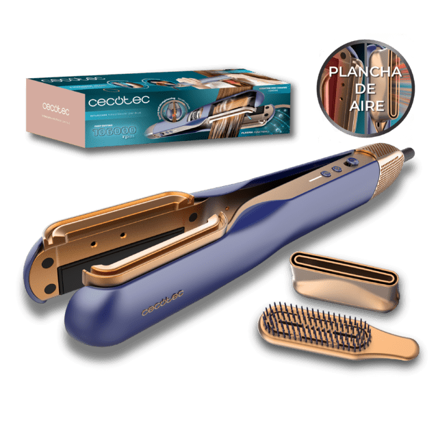Cecotec RitualCare Air Lisse 2in1 Blue Secador Plancha de pelo con aire con 2 cabezales: cepillo y concentrador. Tiene 106000 rpm con un motor digital de alta tecnología. Seca y alisa tu cabello con esta plancha ahorrando tiemp