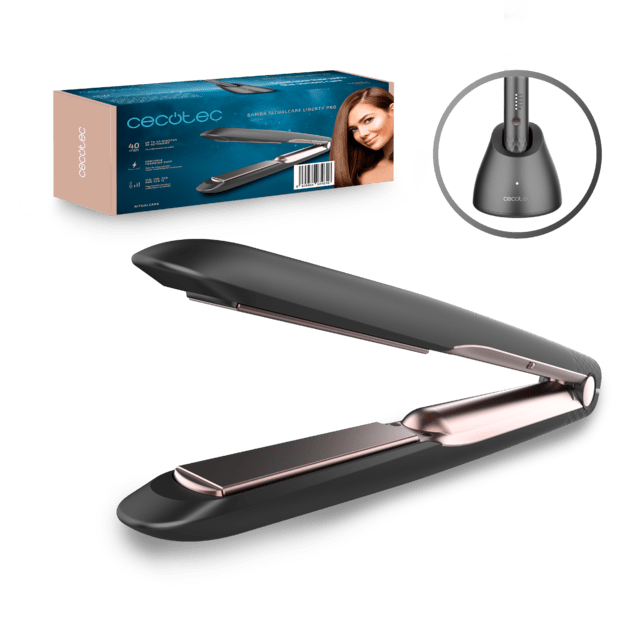 Cecotec RitualCare Liberty Pro Plancha de pelo inalámbrica de hasta 40 minutos de autonomía base de carga y revestimiento de cerámica  Plancha de pelo inalámbrica