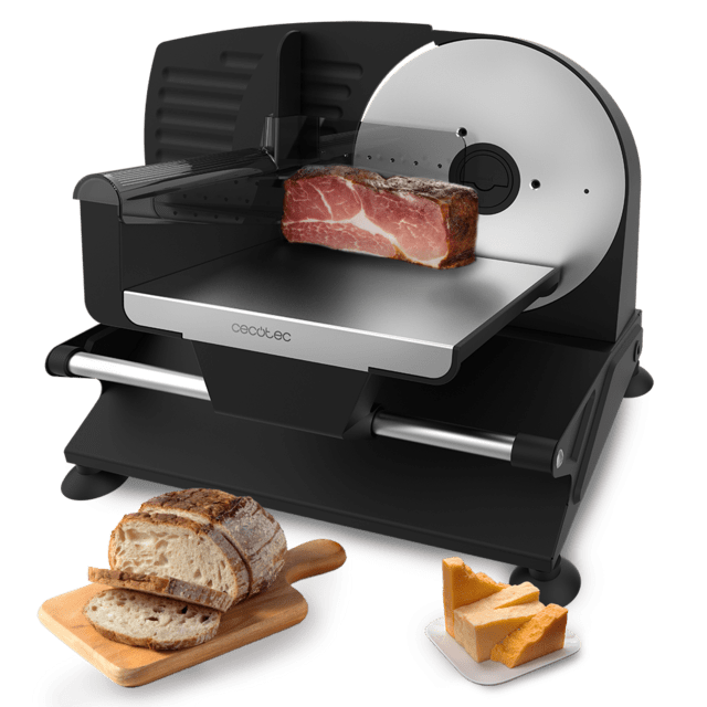 Cecotec Rock’nCut Shuriken Steel Cortafiambres de acero de 200 W que contiene un disco de 190 mm de diámetro y un sistema de ajuste gradual con máxima precisión de grosor de 0 a 15 mm. Cortafiambres de metal