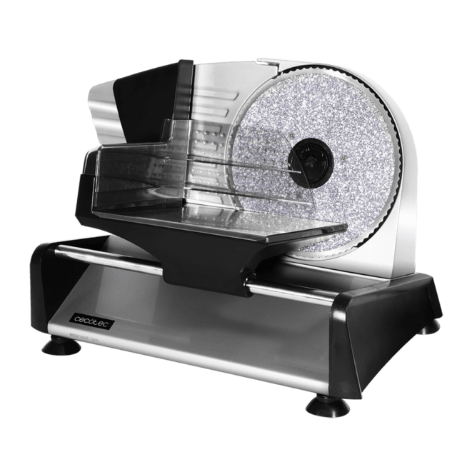 Cecotec Rock'nCut Twin M. Cortafiambres De 180 W Con 2 Discos Intercambiables Para Cortar Fiambre O Pan Revestimiento RockStone Antiadherente Precisión De Grosor Hasta 15 Mm Cortafiambres
