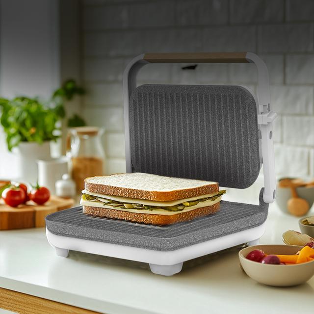 Cecotec Rock'nGrill 1300 Wood W Parrilla Eléctrica Con Revestimiento De Piedra RockStone Y 1300 W De Potencia. Parrilla Eléctrica