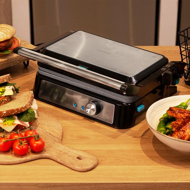 Cecotec Rock´nGrill 1500 Take&Clean Stone Parrilla Eléctrica Con Revestimiento RockStone Placas Desmontables Y Aptas Para Lavavajillas Apertura 180º Y Placa Superior Flotante. Parrilla Eléctrica