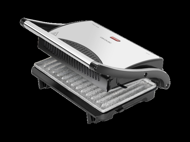 Cecotec Rock’nGrill 700 W Parrilla Eléctrica Con Revestimiento De Piedra RockStone Máxima Antiadherencia Y Una Mejor Limpieza Asa De Tacto Frío Superficie 23 X 14.5 Cm Acero Y Negro Parrilla Grill Eléctrica