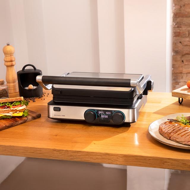 Cecotec Rock’nGrill Dual. Parrilla Eléctrica De 2000W Control De Temperatura En Cada Plancha Placas Extraíbles Revestimiento Antiadherente Aptas Para Lavavajillas Apertura 180º Parrilla Eléctrica