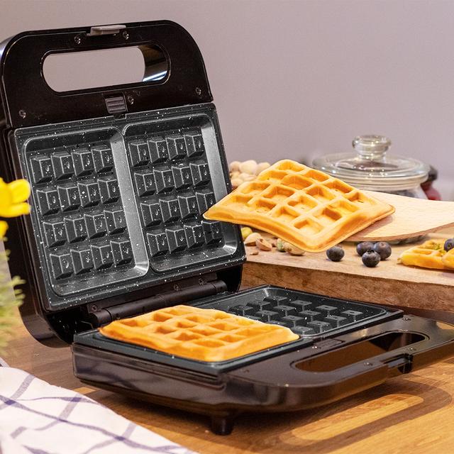 Cecotec Rock´nToast 3in1 Square Sandwichera De 2 Sándwiches Con Acabados En Acero Inoxidable 800 W De Potencia Y 3 Placas Intercambiables Con Revestimiento De Piedra RockStone. Sandwichera