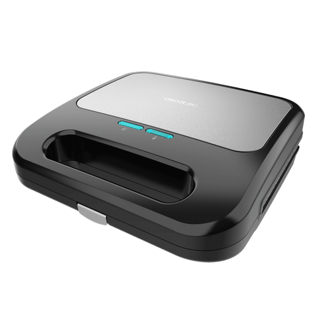 Cecotec Rock´nToast 3in1 Square Sandwichera de 2 sándwiches con acabados en acero inoxidable 800 W de potencia y 3 placas intercambiables con revestimiento de piedra RockStone. Sandwichera