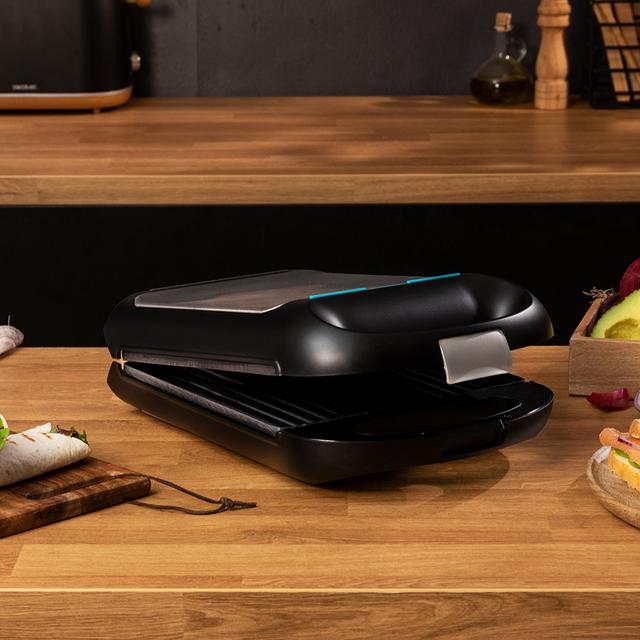 Cecotec Rock'nToast Family Grill. Sandwichera Con 1500 W Placa Grill Revestimiento Antiadherente Sistema Giratorio 180º Rapidez De Calentamiento Acabados En Acero Inoxidable Sandwichera