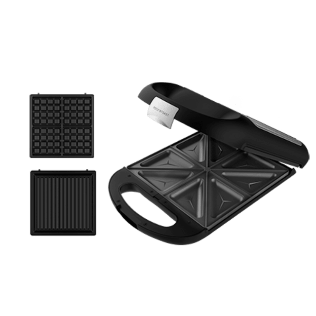 Cecotec Rock'nToast Family Sandwichera 3 En1. 1500 W Capacidad Para 4 Sandwiches Revestimiento Antiadherente 3 Placas Intercambiables Rapidez Y Tostado Uniforme Acero Inox Plancha De Cocina