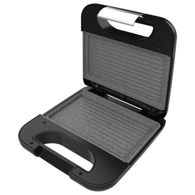 Cecotec Rock'nToast Grill + Sandwichera De 2 Sándwiches Con Acabados En Acero Inoxidable 800 W De Potencia Y Placas Grill Con Revestimiento Antiadherente. Sandwichera 