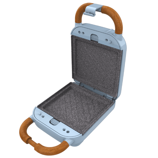 Cecotec Rock'nToast Retro One Blue Sandwichera Con Estilo Retro Con Capacidad Para Un Sandwich Y 3 Pares De Placas Desmontables. Sandwichera