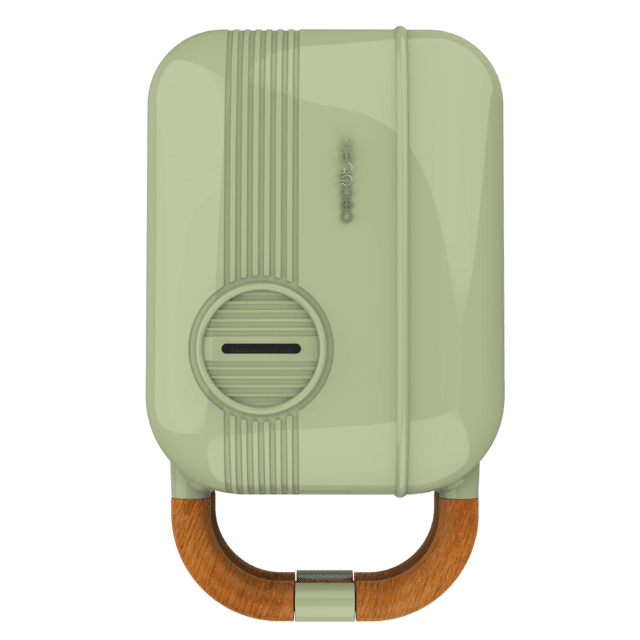 Cecotec Rock'nToast Retro One Green Sandwichera Con Estilo Retro Con Capacidad Para Un Sandwich Y 3 Pares De Placas Desmontables. Sandwichera