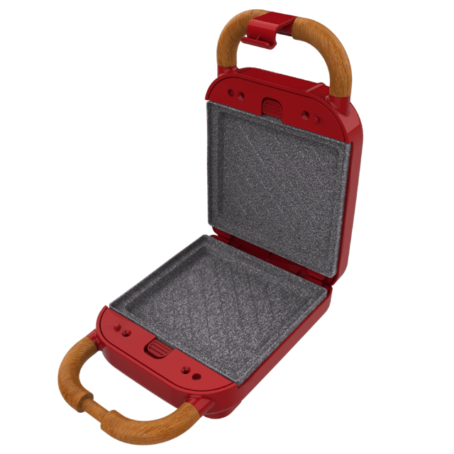 Cecotec Rock'nToast Retro One Red Sandwichera Con Estilo Retro Con Capacidad Para Un Sandwich Y 3 Pares De Placas Desmontables. Sandwichera