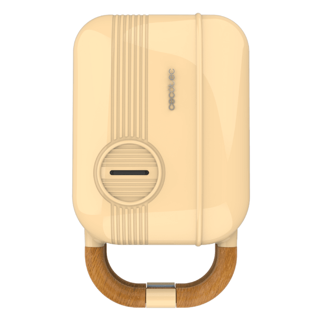Cecotec Rock'nToast Retro One Yellow Sandwichera Con Estilo Retro Con Capacidad Para Un Sandwich Y 3 Pares De Placas Desmontables. Sandwichera