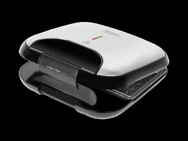Cecotec Rock’nToast Square Sandwichera con Revestimiento Antiadherente. 750 W Capacidad para 2 Sandwiches Superficie Grill Asa Tacto Frío Recogecables Sandwichera grill