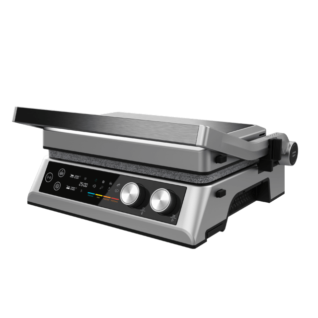 Cecotec Rockn'Grill Bistro Parrilla Eléctrica De 2400W Con Tecnología Smokeless Ajusta El Tiempo Y Temperatura En Función Del Modo Y El Punto De Cocción Seleccionados Placas Extraíbles Con Revestimiento RockStone Aptas Para